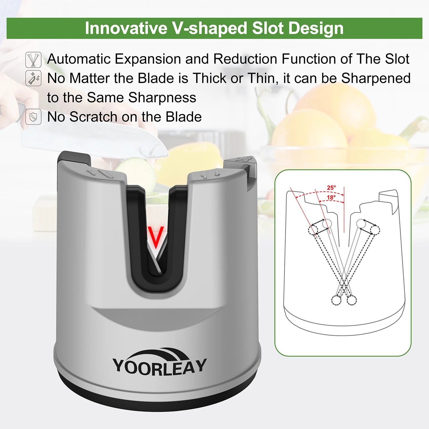 Afilador de Cuchillos de Cocina, Herramienta Multifunción de Afilado de Cuchillos con Ventosa Fija para Cuchillos Rectos y Dentados, Tijeras