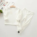 Kids Unisex Ribbed Cotton Pajama Set - Long Sleeve Pullover & Pants