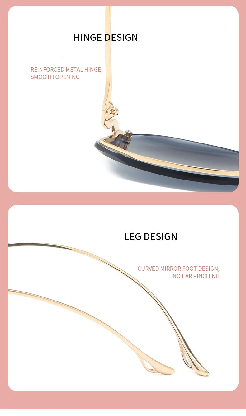 Rimless Sunglasses Polygon Fashion Popular Women Men Shades Big Frame Round Sun Glasses for Female Glasses Gradient Sunglasses