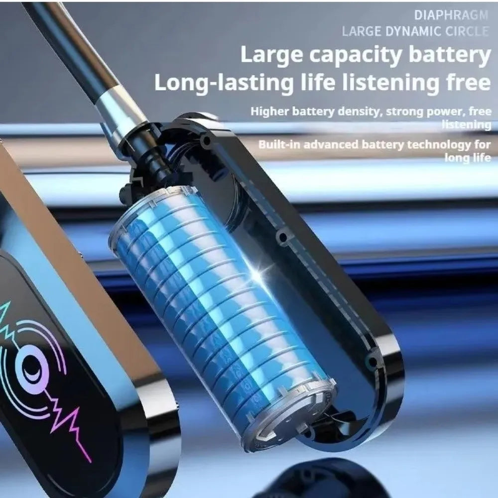 Wireless Wireless Earphones Long Battery Life HiFi Stereo Neckband Headphones HD Mic LED Display Screen Sports Headset
