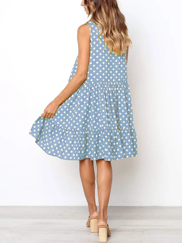 New Summer Sleeveless Dresses for Women O-Neck Women Dress Loose Dot A-LINE Dress Women Vestidos De Verano Mujer 2026 Q3716