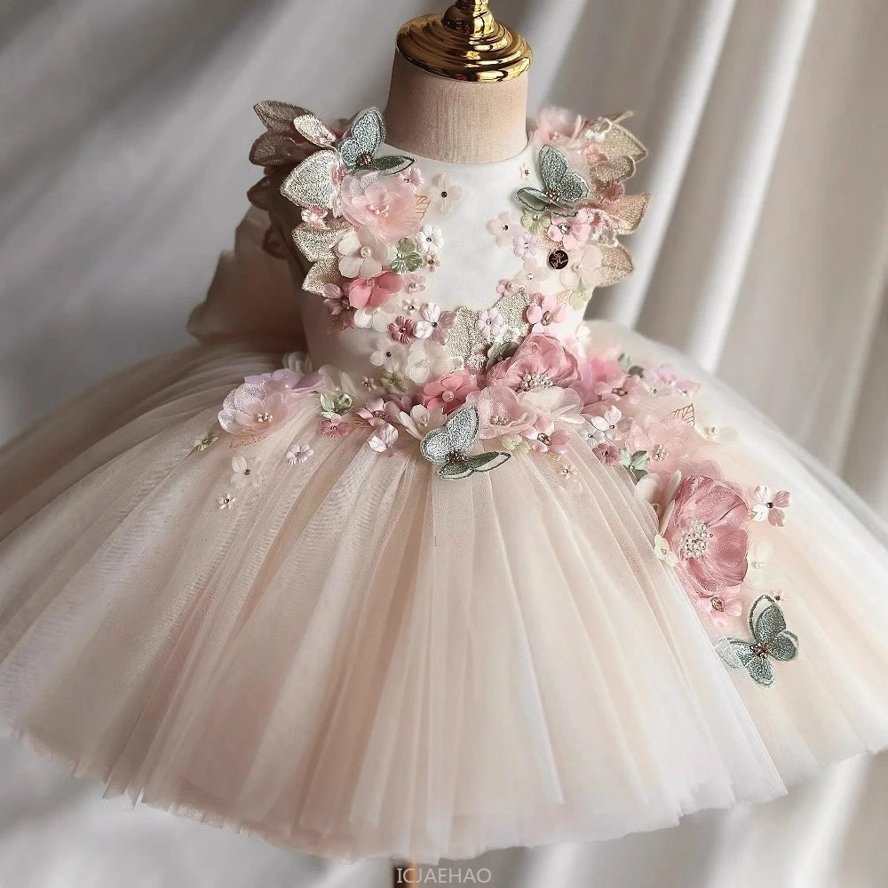Wed Dress Summer Children Girls First Birthday Floral Princess Gown Costumes Flower Dresses Clothes Clothing Baby Kids Clothing
