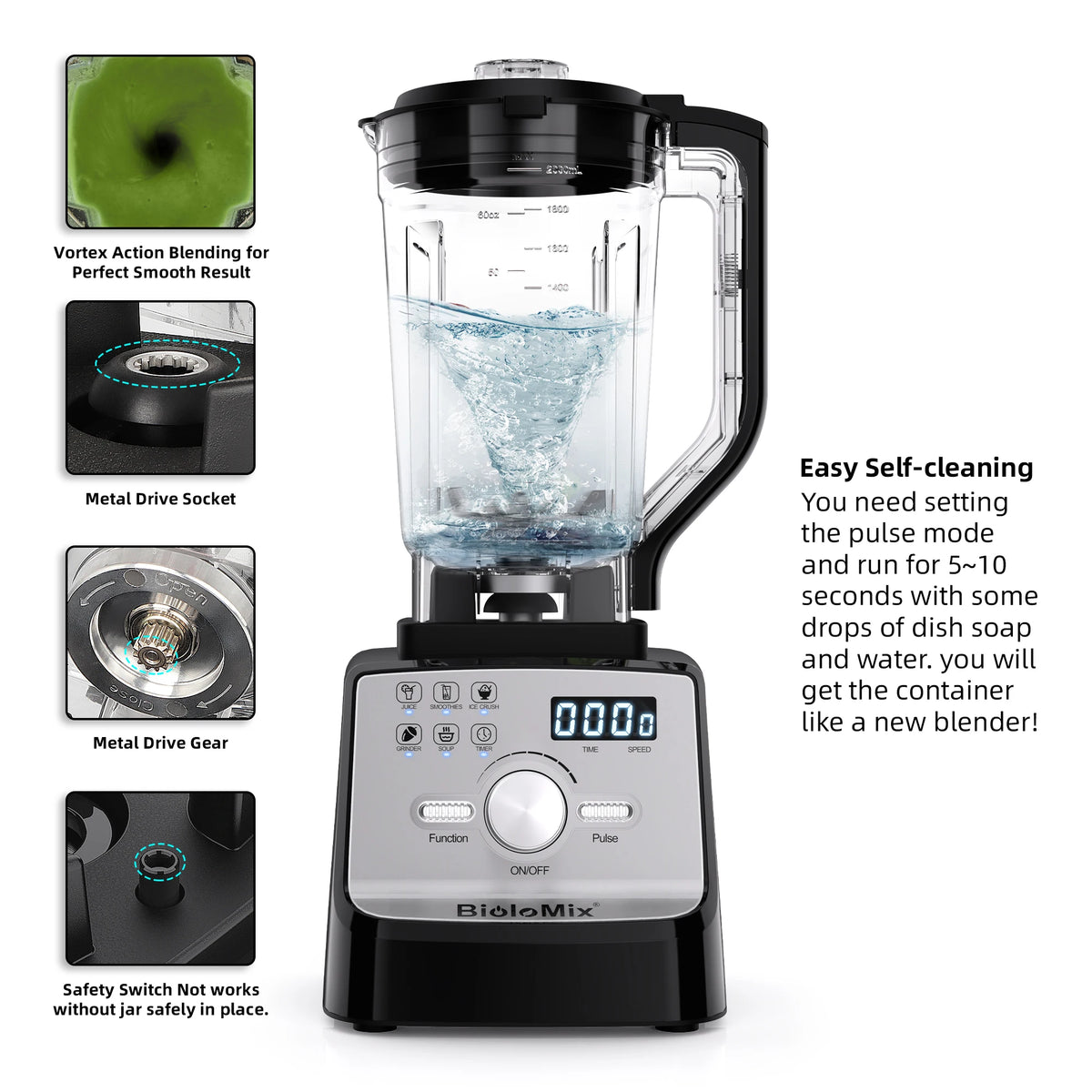 BioloMix 2200W Professional Blender for Smoothies And Juices Efficient Kitchen Appliance for Mixing Drinks
