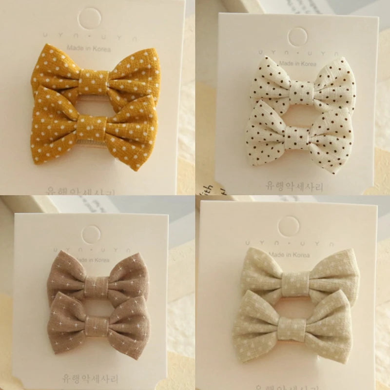 AITOUSHI Girls' Cotton Bow Hair Clips - Handmade Classical Headwear