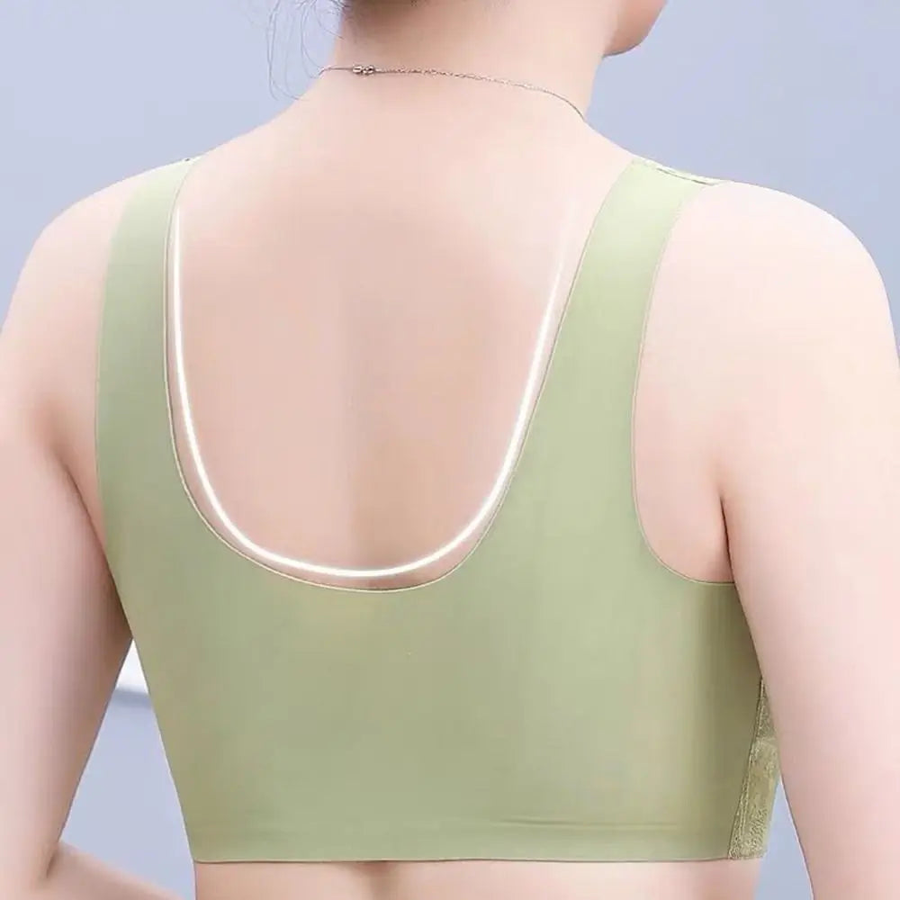 Without Steel Ring Sexy Lace Underwear Comfortable Thin Tank Top Bra Wireless Floral Printed Bras for Older Women Seniors