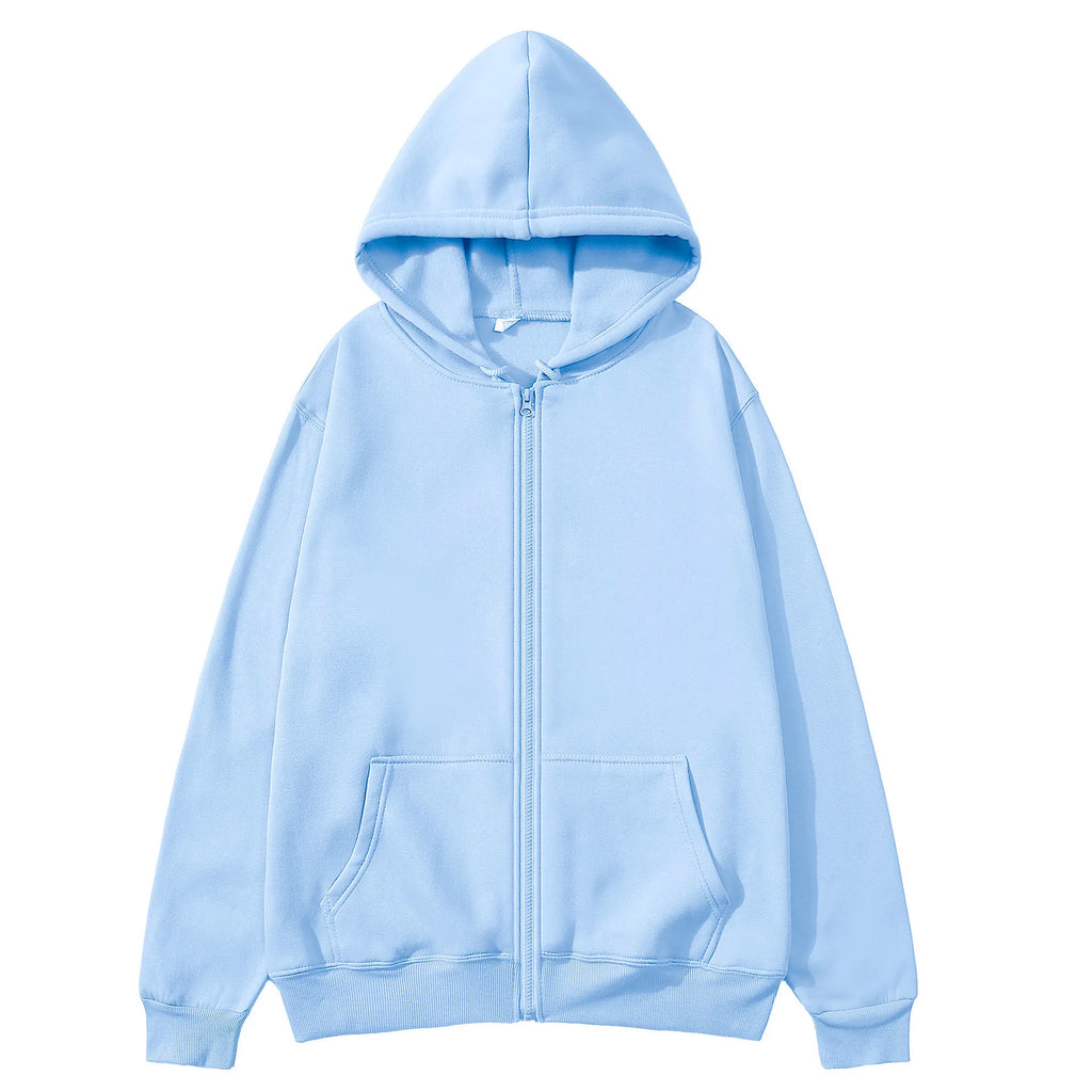 2026 Trendy Fashion Sportswear Coat Front Pocket Warm Zipper Jacket Men's and Women's Autumn/Winter Solid Color Open Hoodie