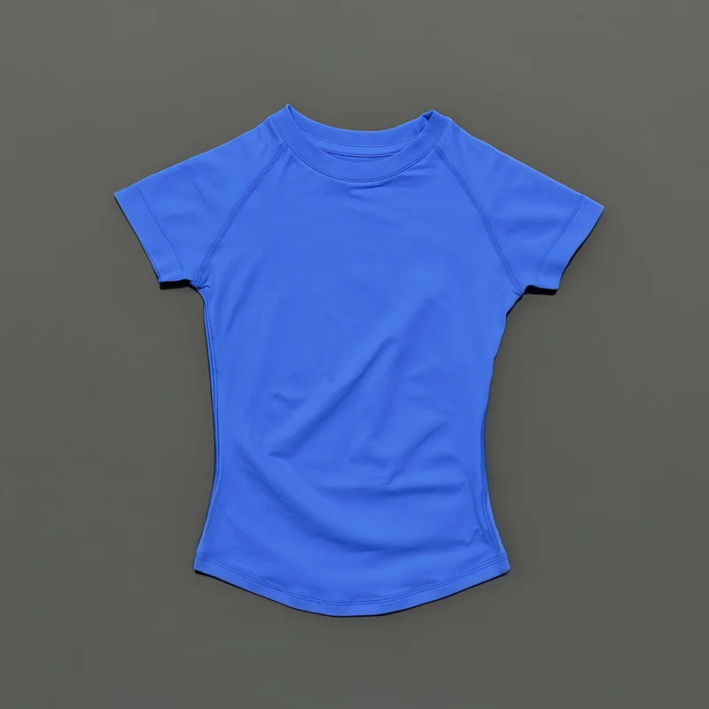Short Sleeve Seamless Yoga Top Women Quick Dry Breathable Slim Fit Workout Gym Running Fitted Sports T-Shirt Activewear