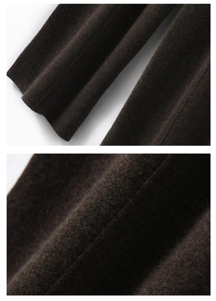 Women's Solid Color Wool Knitted Wide Leg Pants Autumn Winter Basic Soft Warm Cashmere Knit Trousers Casual Simple Style Korean