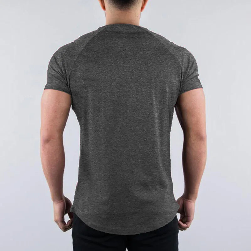 Men'S Summer Skinny Casual T-Shirt Short Sleeve Tee Male Gym Fitness Sport Cotton Tops Man Running Workouts Sweatshirt Clothing