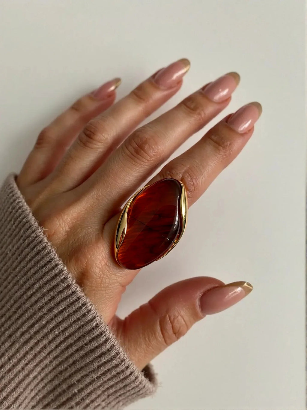 Tdjewelry Stainless Steel Color Resin Geometric Shape Rings 18K Gold Plated Fashion Daily Jewelry Ring For Women'S