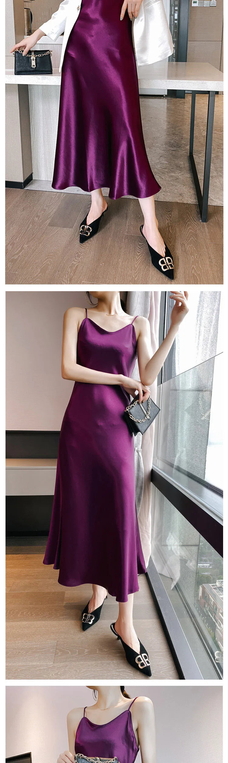 2026 fashion Sexy Satin Long Dress Summer Lady Acetate satin Party Dress High Waist Slim Female Retro Dress Red Pink robe femme