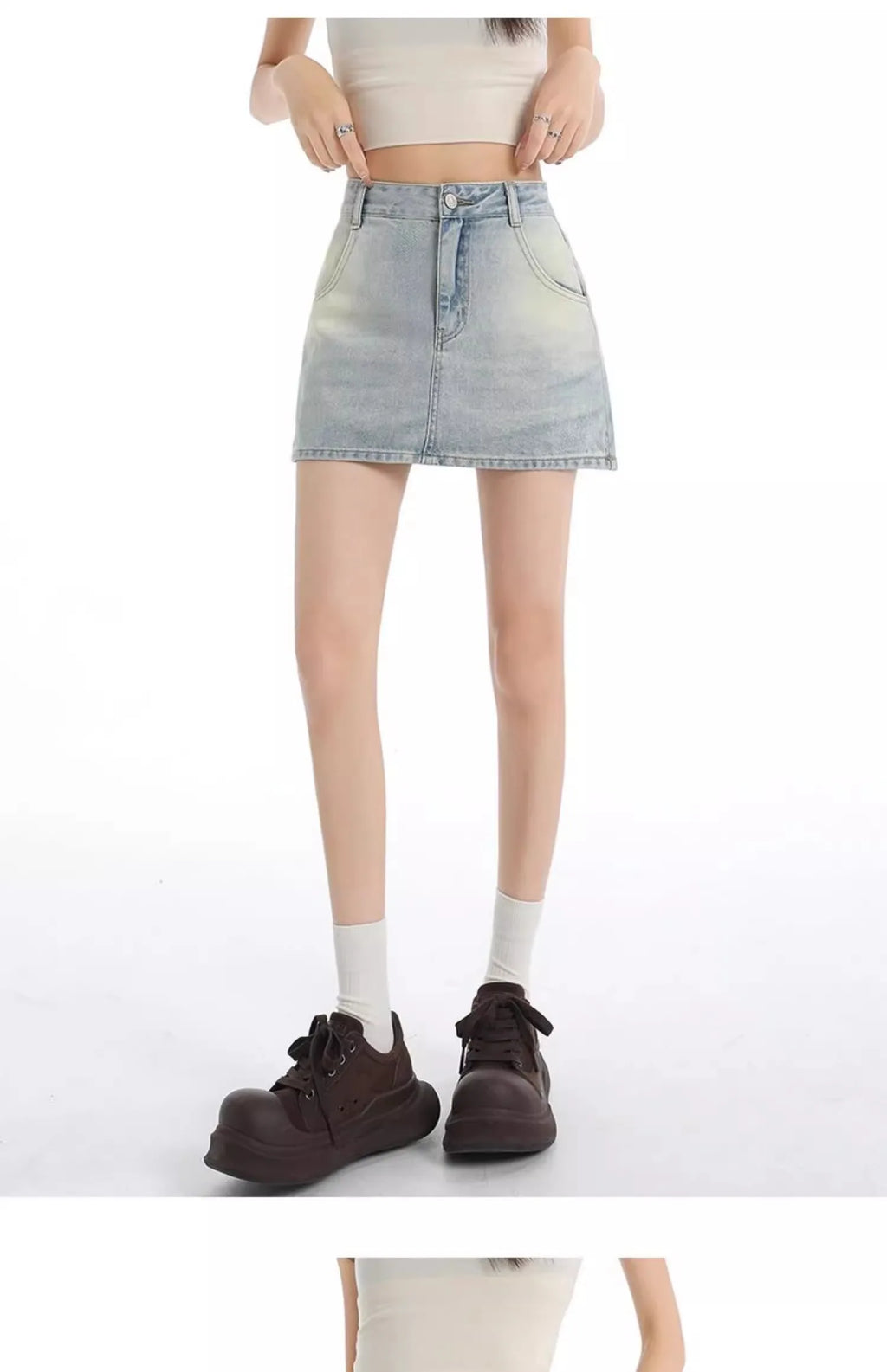 Retro American Washed Slim Fit Denim  Skirt Women Summer Hot Girl High Waist Bodycon Anti Exposure a Line Half Body Skirt