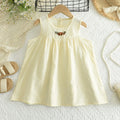 Round Neck Sleeveless Flower Embroidered Dress Korean Version Casual Clothes for Girls Aged 2-6 Fresh and Cute Summer New