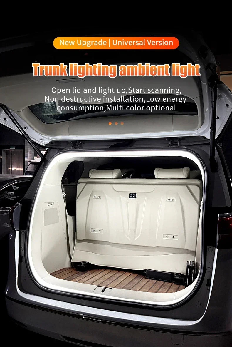 LED Trunk Lighting Lights Dynamic Flowing Flexible Light Strip On/Off Scanning Atmosphere Lamp Waterproof for Car Accessories