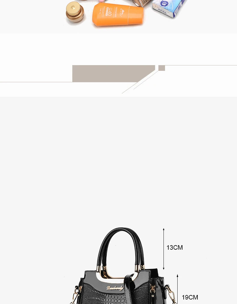 Stylish senior crocodile print women's handbag, temperament all large capacity single shoulder crossbody bag