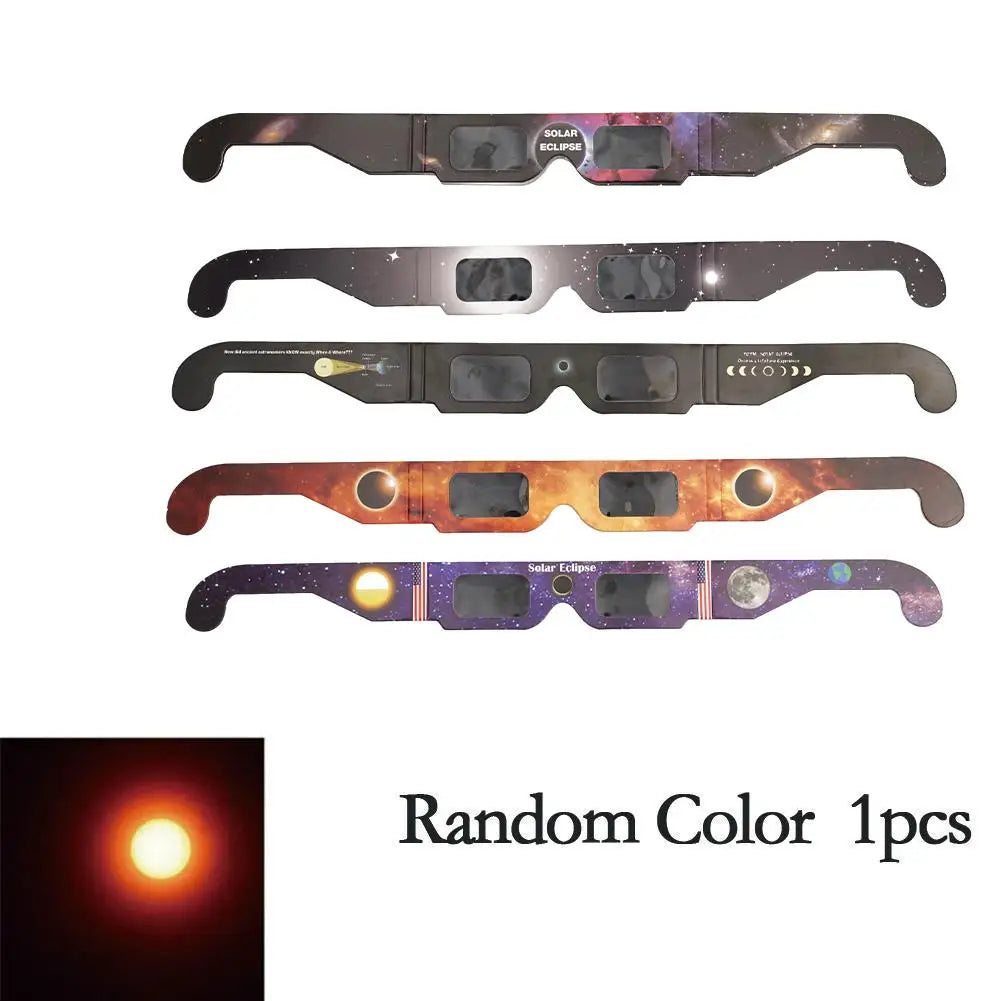 5PCS Solar Eclipse Glasses Anti-uv Glasses Safe Direct Sun Viewing Random Color Paper Frames for Adults Kids Watch Solar Eclipse