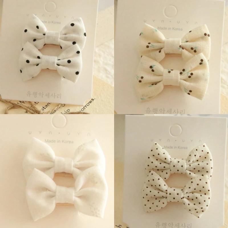 AITOUSHI Girls' Cotton Bow Hair Clips - Handmade Classical Headwear
