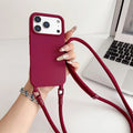 Silicone Crossbody Lanyard Case for iPhone - Shockproof Soft Cover