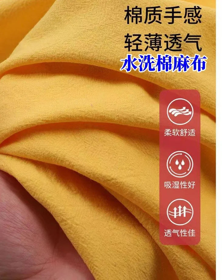 Premium Elegant Solid Cotton Linen Dress Summer Midi with Pockets Loose Fit Casual Crew Neck Short Sleeve for Beach Travel