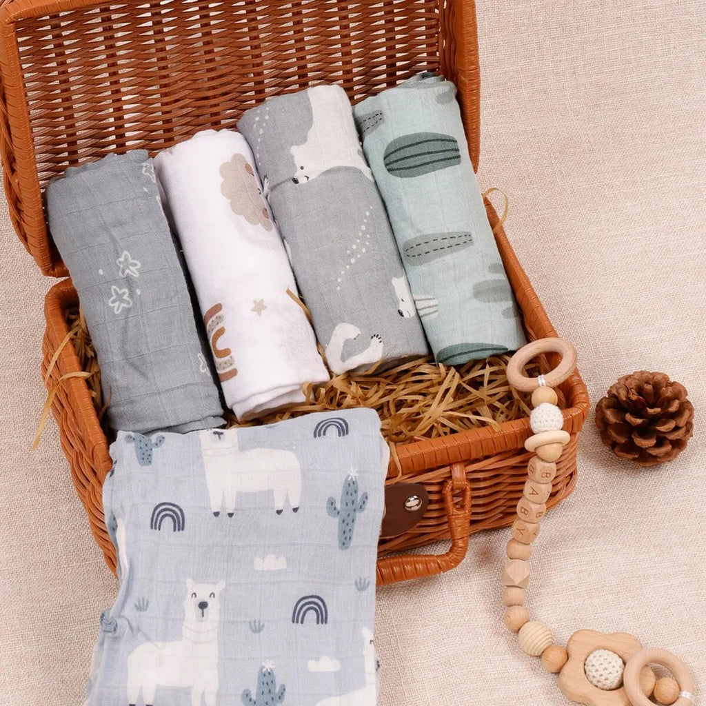 HappyFlute Bamboo Muslin Burp Cloth Set – 5 Pack