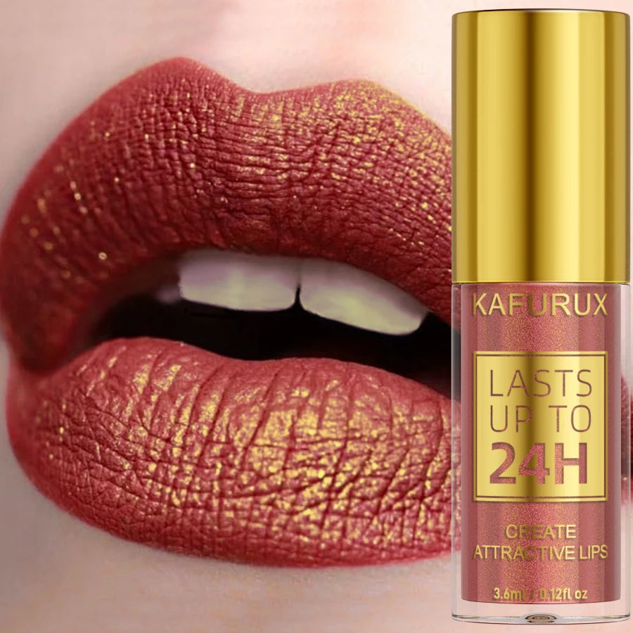 Kafurux Glitter Metallic Lip Gloss - Waterproof Long-Lasting Lip Tint
