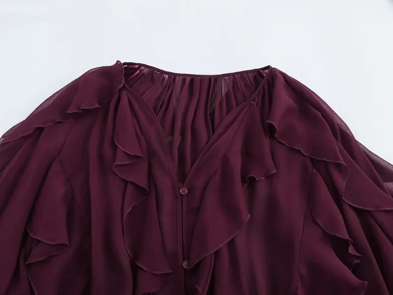 Woman 2026 Womens Blouses Semi Sheer Casual Blouses Woman Spring Fairy Shirts and Blouses for Lady Long Sleeve Tops