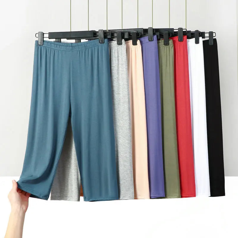 Women's Plus Size Thin Cotton Sleepwear Capri Pajama Pants