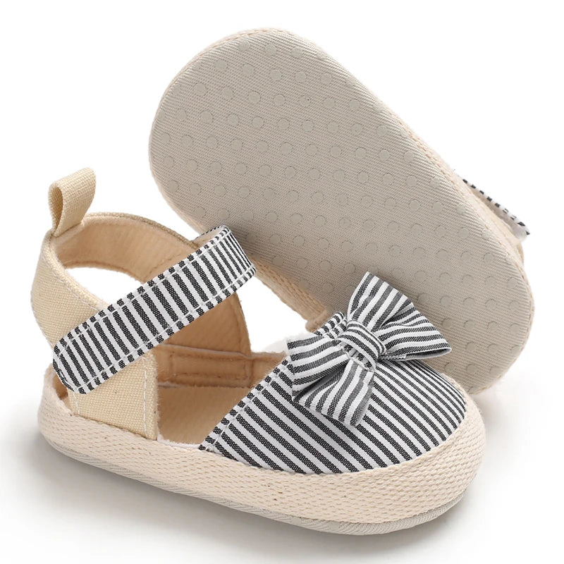 Summer Girl Baby Casual Sandals Soft Sole Comfortable Lightweight Walking Shoes Bow Canvas Baby Shoes