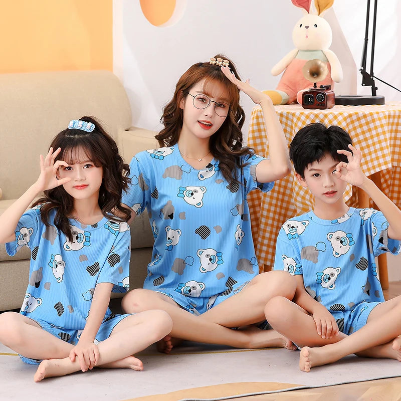 Unisex Kids Summer Pajama Set - Short Sleeve Cute Print Homewear