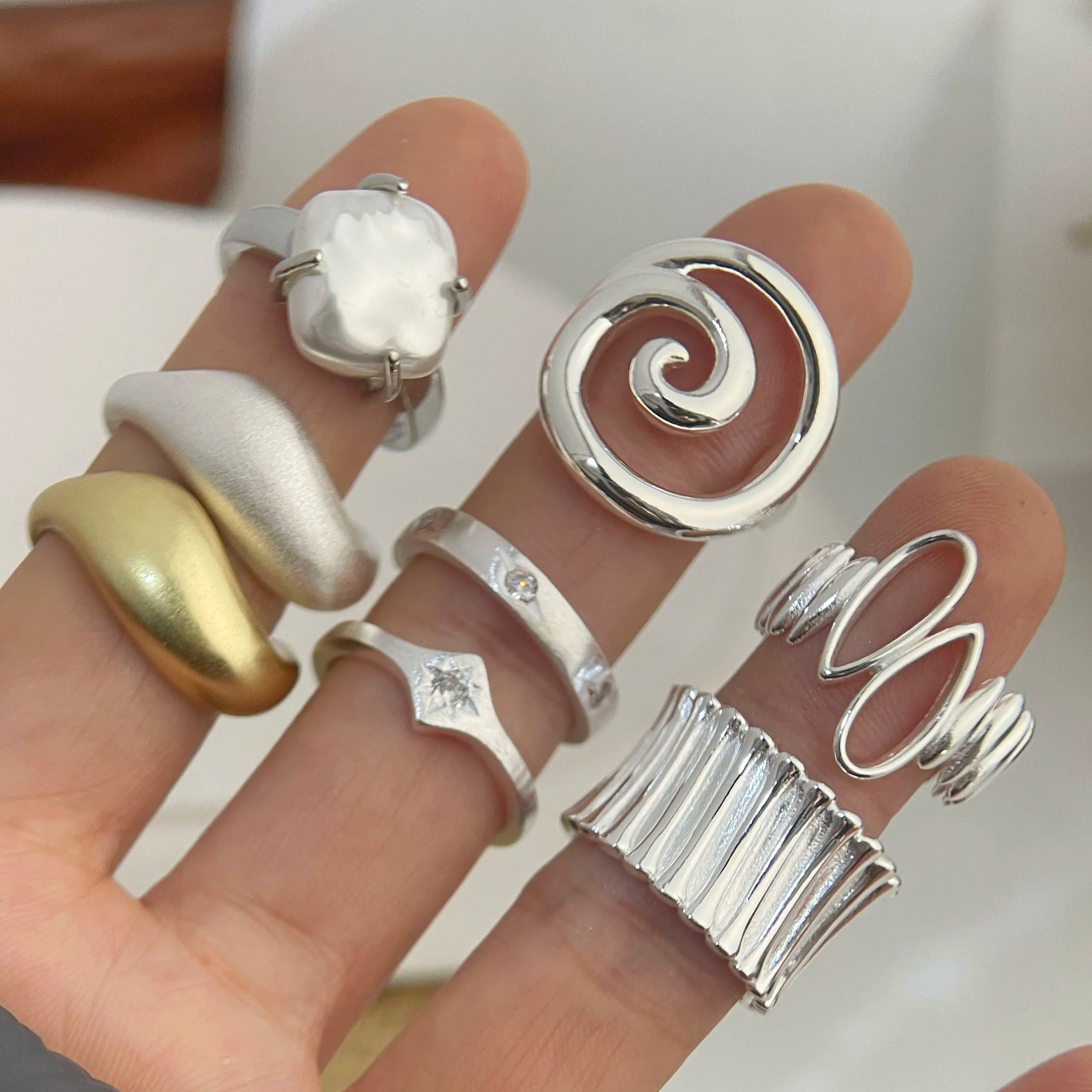 925 Sterling Silver Rings For Women'S Couple Minimalist Handmade Round Line Ring Jewelry Prevent Allergy