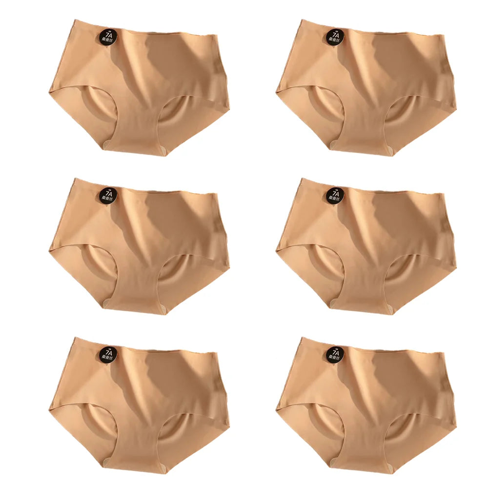 6pcs Seamless Mulberry Silk Panties Women's Ultra-thin Underwear Sexy High-elastic Soft Breathable Female Daily Panties