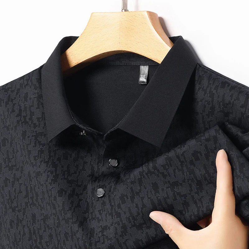 Mens Short Sleeve Geometric Pattern Polo Shirts Casual Summer Tops Lightweight Breathable Shirts for Men