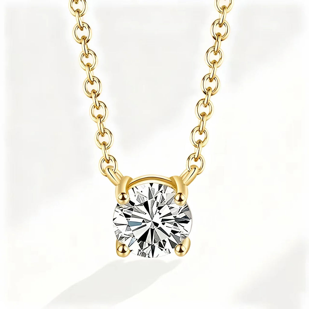 925 Sterling Silver 18K Gold-Plated Necklace Versatile Single Shiny Zircon Clavicle Chain Women'S'S Wedding Jewelry