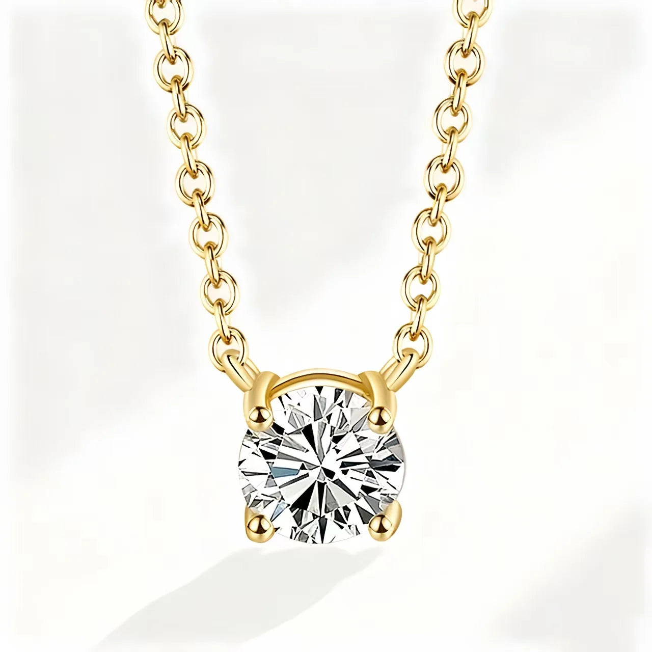 925 Sterling Silver 18K Gold-Plated Necklace Versatile Single Shiny Zircon Clavicle Chain Women'S'S Wedding Jewelry