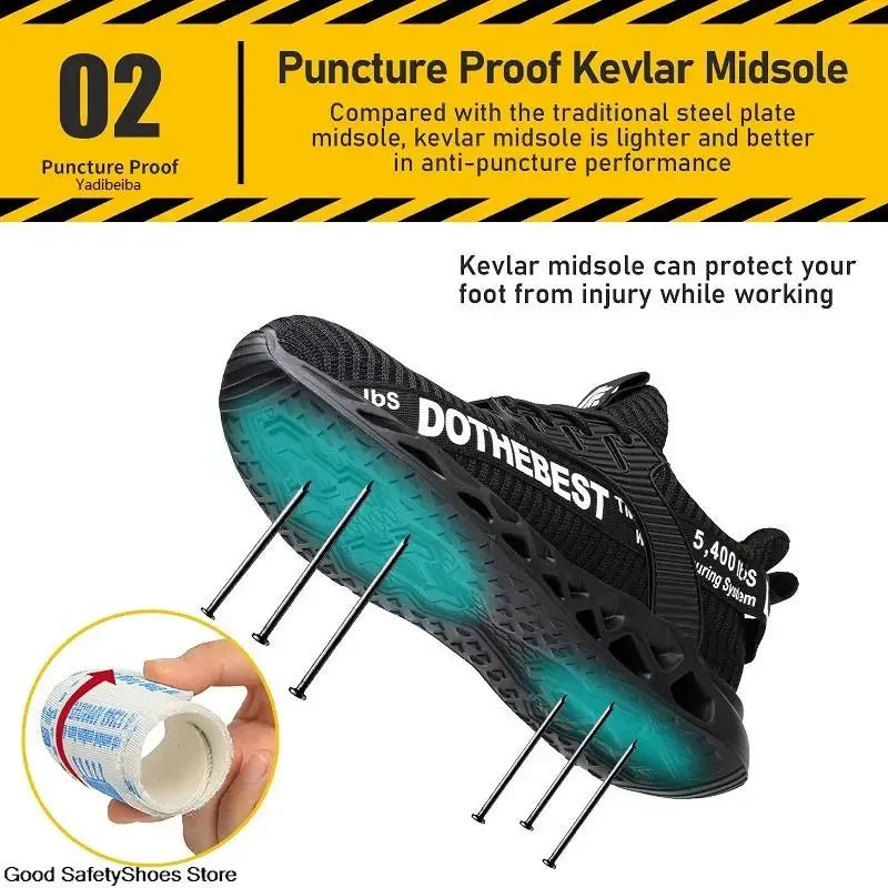 Safety Shoes Men For Work Sneakers Women'S Men Steel Toe Work Shoes Security Protective Shoes Lightweight Anti-Smash Anti-Puncture