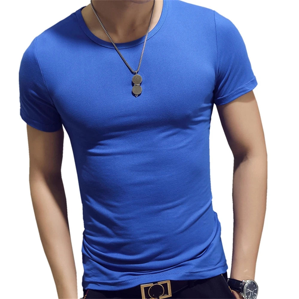 Mens Slim Fit T Shirt Short Sleeve 7 Color Streetwear Gym Tee For Men Breathable Moisture Wicking
