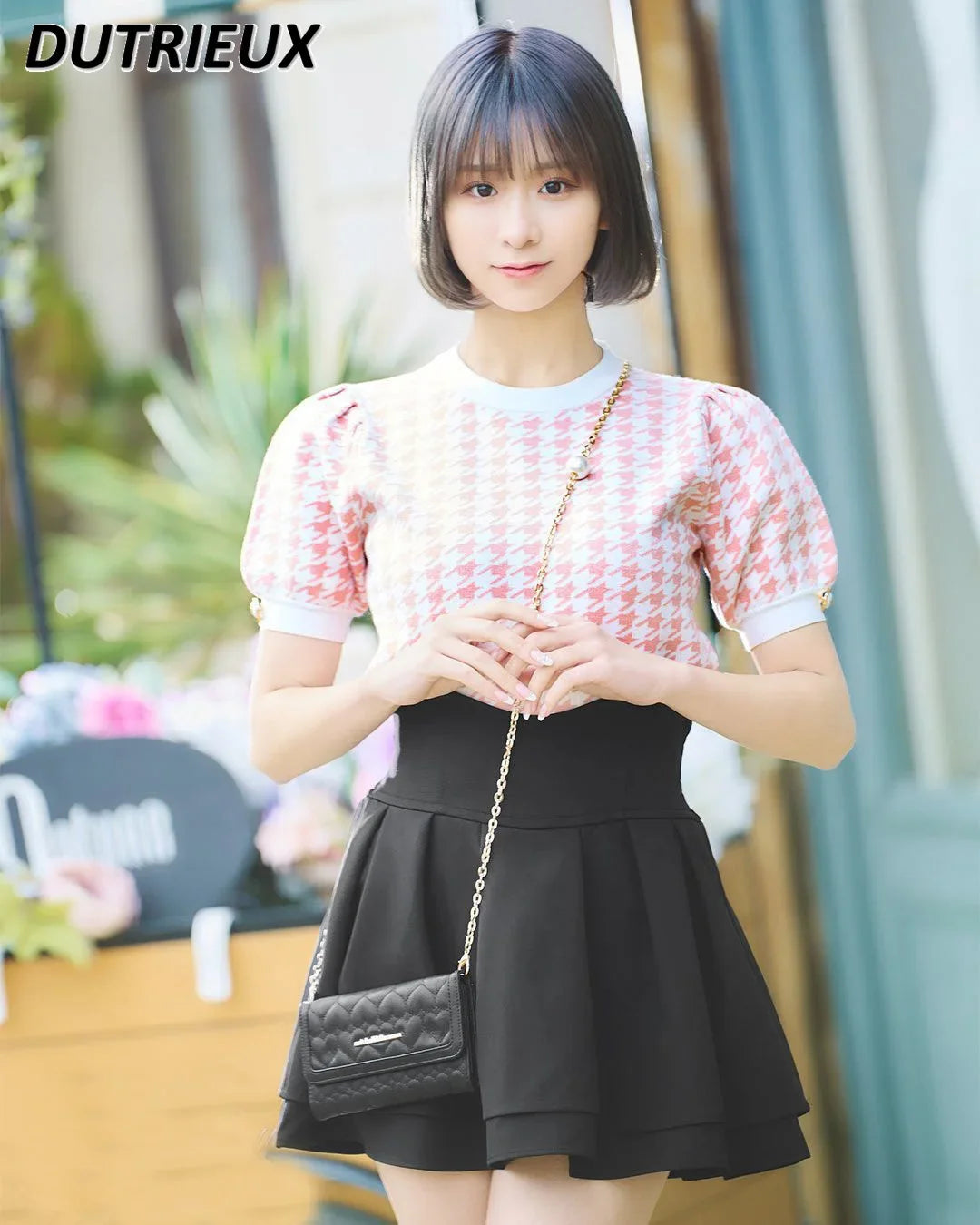 Japanese Lolita Black Skirts Women 2023 Spring Autumn New Radian Waistline Slim Short Pleated Skirt Female Mini Skirt Culottes
