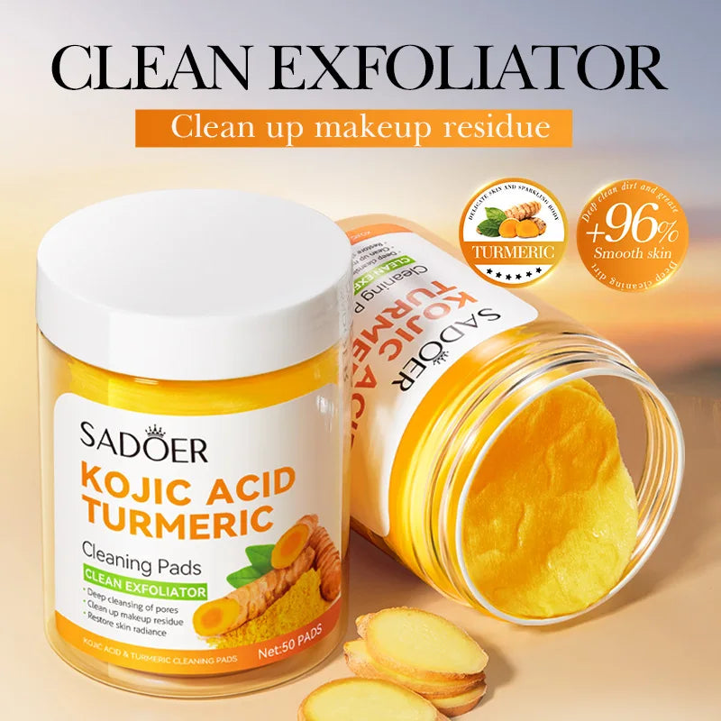 50 Pads/1 Box Kojic Acid Turmeric Cleansing Pads, Moisturizing Deep Cleansing