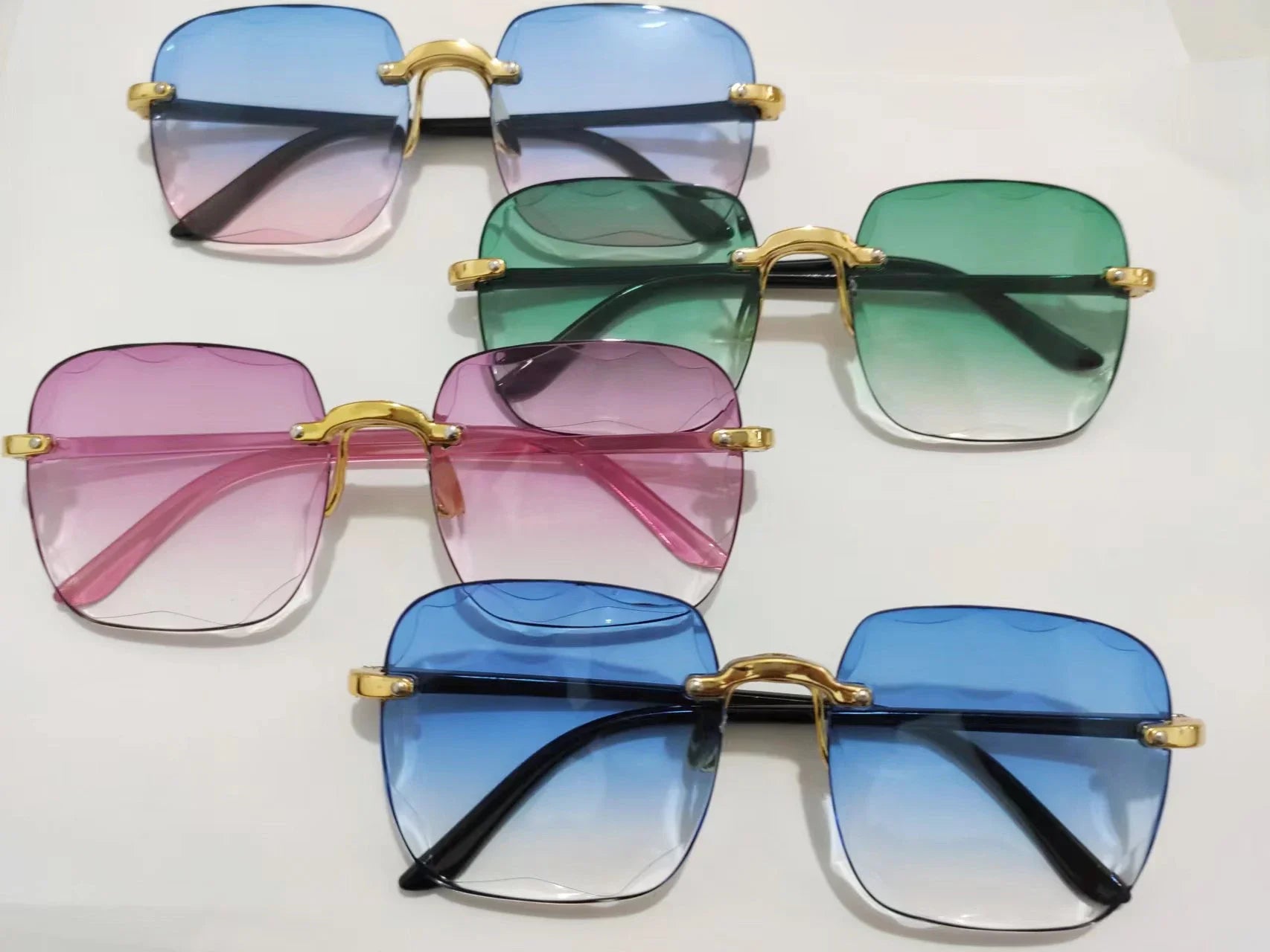 New Rimless Women's Sunglasses Fashion Gradient Lenses Sun glasses Lady Vintage Alloy Legs Classic Designer Shades UV400