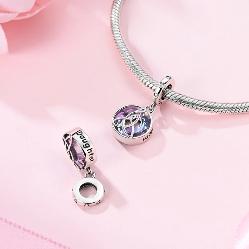 925 Sterling Silver Heart Charm Bead With Zircon Accent, GDTC Certified Fine Jewelry Gift For DIY Bracelet Makers