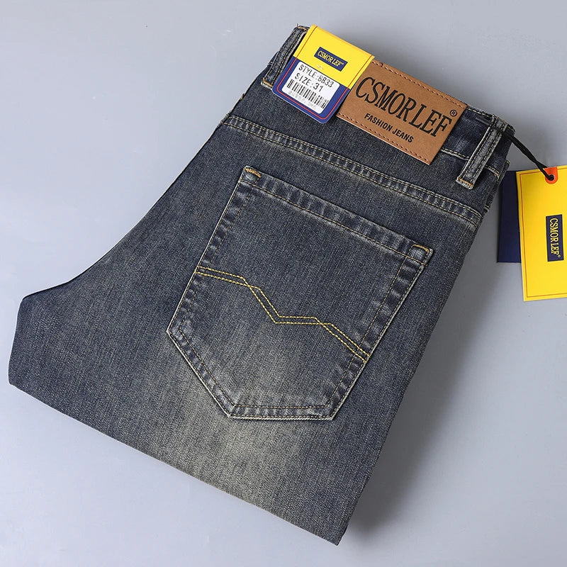 Mens Jeans Slim Fit Straight Leg Denim Pants For Men Retro Casual Style Premium Quality