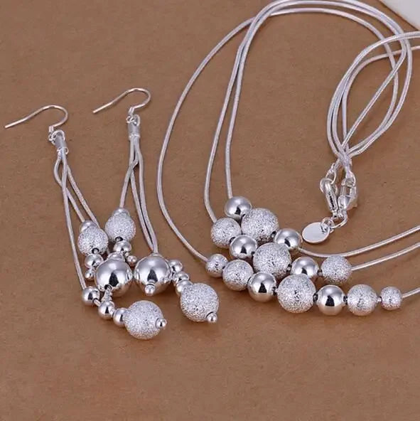 Charms 925 Sterling Silver Wedding Jewelry Set For Women Pendant Necklace And Earrings Top Quality
