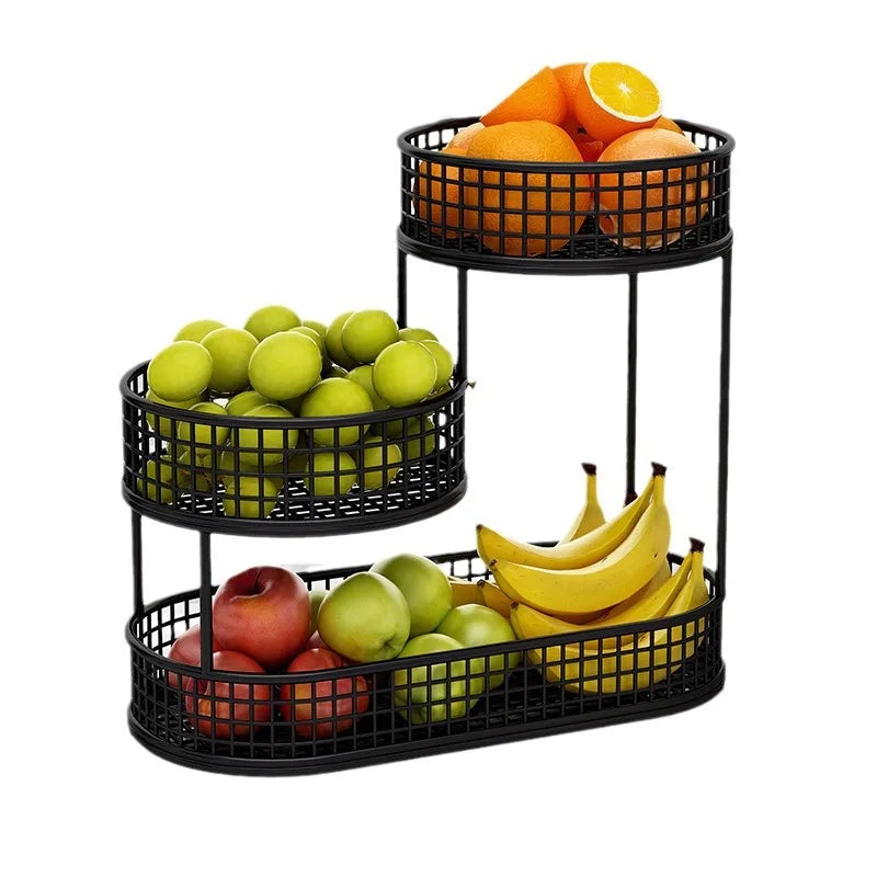 Bandeja de frutas de lujo ligera de múltiples capas, estante de almacenamiento de aperitivos de metal rectangular, cesta para mesa de centro de sala de estar