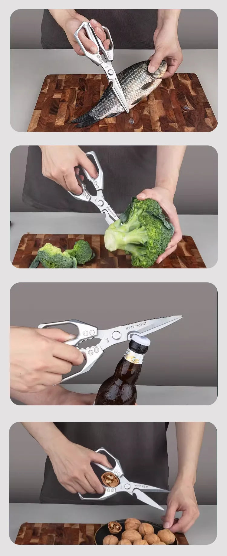 Kitchen Scissors Multi-functional Stainless Steel Household Scissors for Cutting Chicken and Fish Special Shears