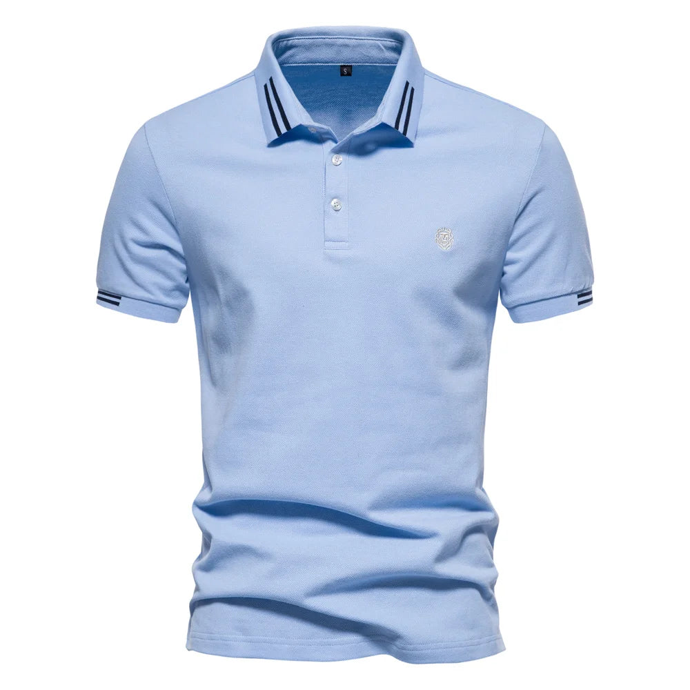 Aiopeon Premium Breathable Cotton Mens Polo Shirt Short Sleeve Solid Color For Men Casual Summer Wear