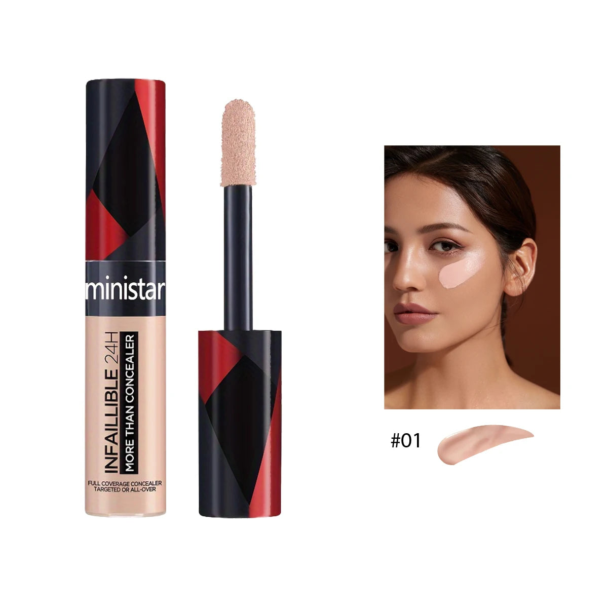 Full Coverage Concealer Waterproof Long Wear For All Skin Types Sweat Proof Stain Resistant Durable For Flawless Skin