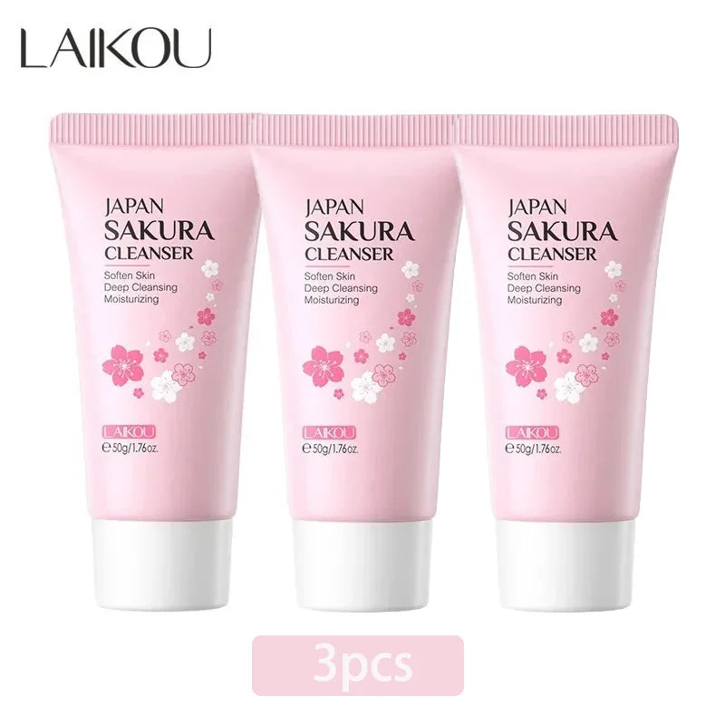 LAIKOU Sakura Facial Cleanser - 50g Gentle Deep Cleaning Face Wash