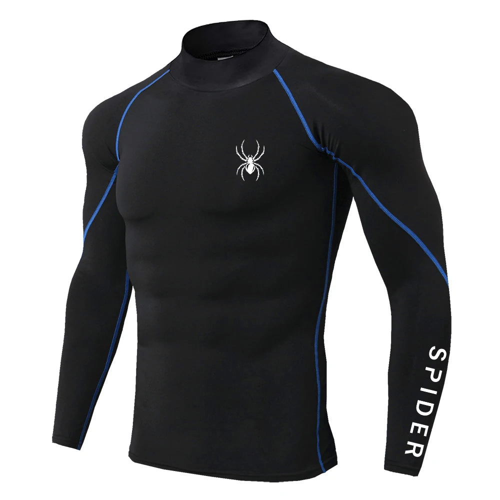 Men's Long Sleeve Compression Shirt - Quick Dry Mock Neck Athletic Top