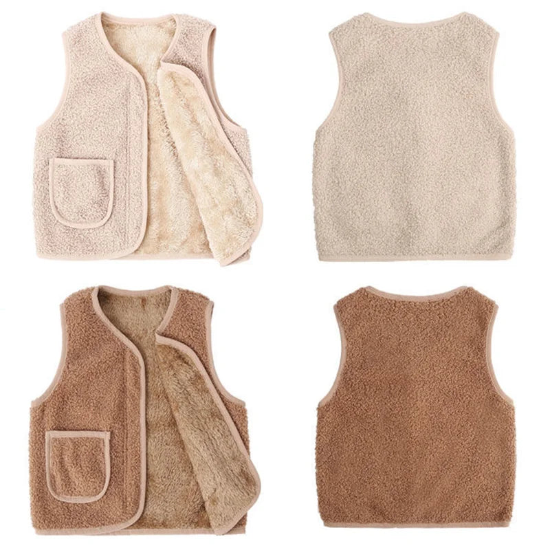 Baby Girl Boys Waistcoat Fleece Soft Warm Vest Autumn Winter Sleeveless Jacket for Children Boy Outerwear Toddler Coat Clothes