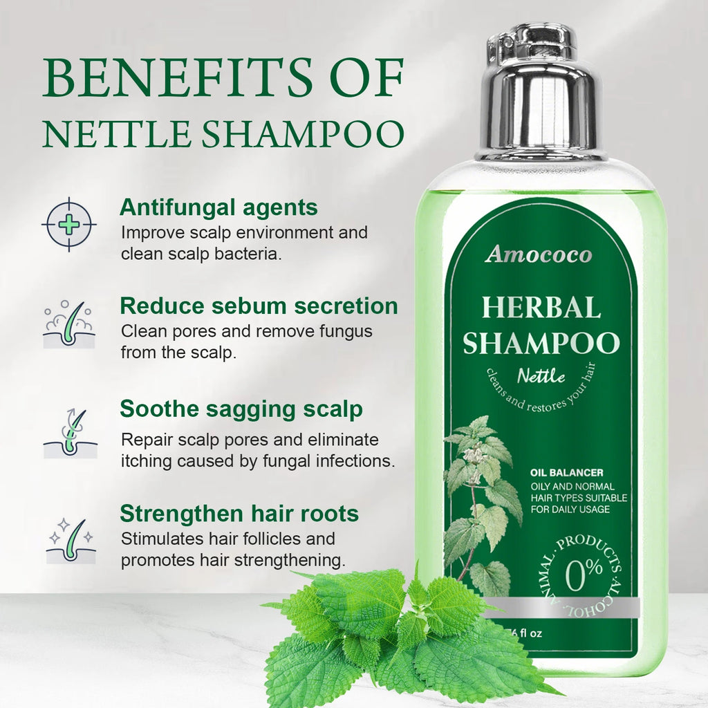 Amococo Nettle Shampoo 3 x 220ml - Oil Balancing Hair Cleanser